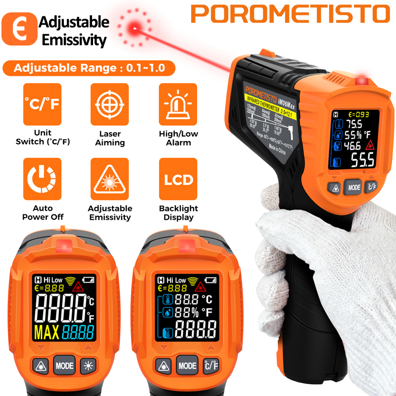 Industrial Laser Thermometer - Thermomètre infrarouge -50~380C -50~800C Thermomètre numérique