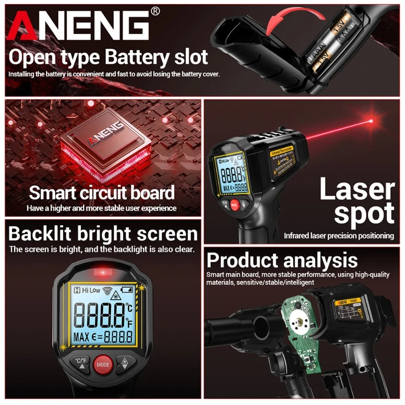 ANENG TH202 Thermomètres indus - Industrial Laser Thermometer avis et prix
